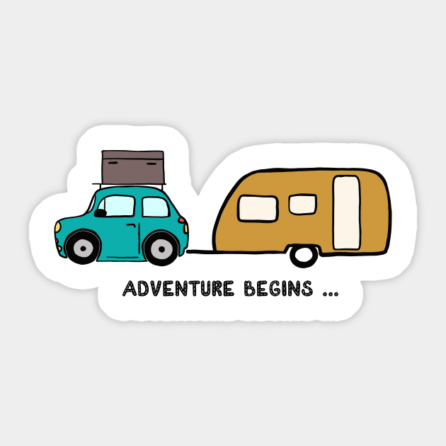 Adventure begins Sticker by bigmomentsdesign